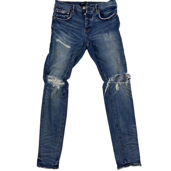 Purple Brand P001 - Mid Indigo Frayed Blowout size 32